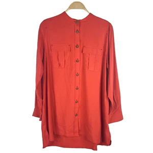 Soft Surroundings NWOT Size PL Silk Button Up Long Sleeve Tunic Top - Picture 1 of 7