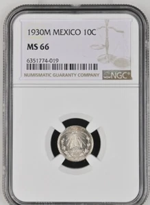 1930M Mexico 10 Centavos NGC MS66 - Picture 1 of 2