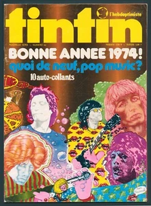 Rolling Stones Mick Jagger  Poster+Stickers in Tintin magazine France 1973 RARE - Picture 1 of 8