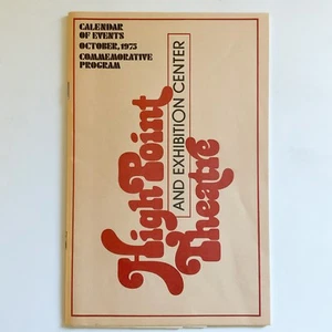 Programa conmemorativo High Point Theatre and Exhibition Center octubre 1975 Carolina del Norte - Imagen 1 de 15