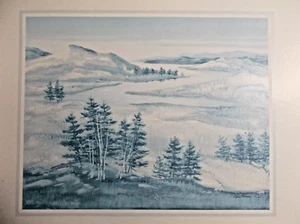 VINTAGE SIGNED EDWARD STOLARZ Bernard Picture Co. MOUNTAINS FOREST SNOW 18x20 - Picture 1 of 12