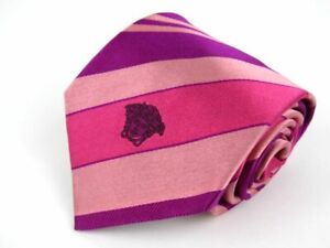 GIANNI VERSACE Rare tie pink all over pattern vertical stripe silk Italy H1293