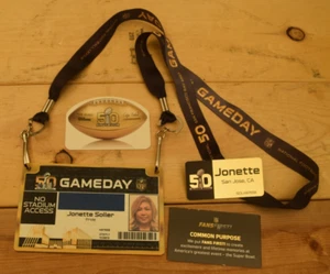 Gameday Super Bowl 50 2016 Credential ID Badge w/ Lanyard Memorabilia - Picture 1 of 3
