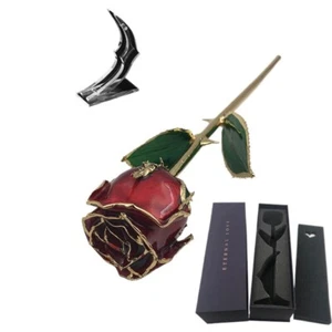 G029 24K Gold Plated Natural Red Rose Great Valentine Day Preserved Fresh Flower - Picture 1 of 12