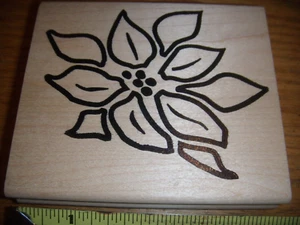 NEW LG POINTSETTIA HOT POTATOS WOOD RUBBER STAMP -4" X 3-1/2" - Picture 1 of 1