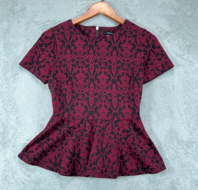 Mujer Prendas para el torso Medianas Máscara Roja Negra Camisa Peplum Cremallera Completa Manga Corta Forever21 Foto 1 de 4
