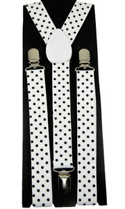 Unisex Clip-on Braces Elastic W/B "Polka Dot" Y-back Suspender 