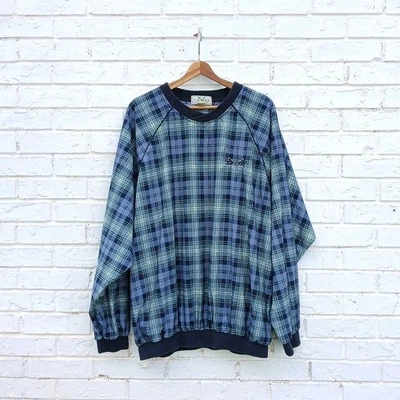 Vintage 90s Izod Golf Tartan Plaid Windbreaker Pullover Nylon Large - Image 1 of 4