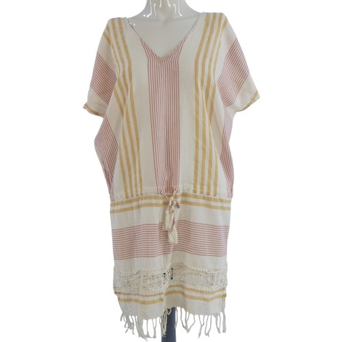 UNDERCOVER Bikini spiaggia copricostume vestito rustico caftano frange vacanza estate taglia M