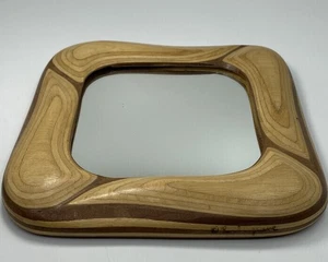 "Espejo artesanal Robert Hargrave moderno Art Nouveau cuadrado de madera en capas 9""" - Imagen 1 de 8