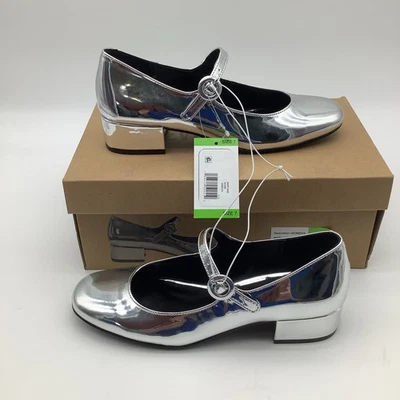Steve Madden Silver Mary Jane Block Heel Shoes Womens Size 7 New - Image 1 of 4