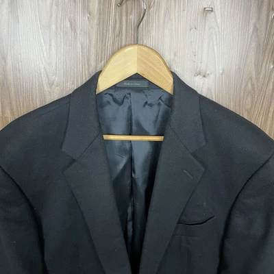 Chaqueta Blazer Neiman Marcus Para Hombre 44R Negra Sólida 100% Cachemira Dos Botones Foto 1 de 4