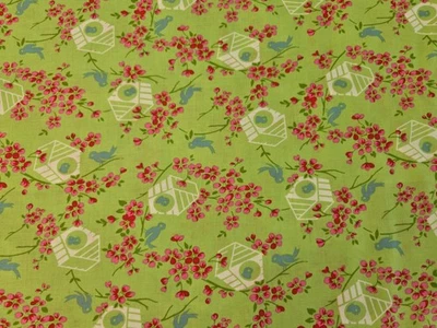 SUGAR HILL Birdy Green, Tanya Whelan Free Spirit Cotton Fabric By the YARD BTY - Image 1 of 4