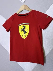 Puma Dark Red Scuderia Ferrari Fanwear Shield T-Shirt Youth XS Italian Racing - Picture 1 of 8