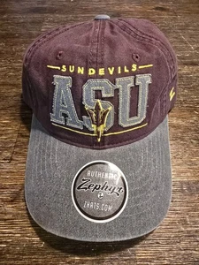 NCAA Arizona State Sun Devils Zephyr Maroon Cap Adjustable Hat Curved Bill NWT - Picture 1 of 3