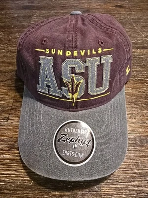 NCAA Arizona State Sun Devils Zephyr Maroon  Cap Adjustable Hat Curved Bill NWT - Image 1 of 3