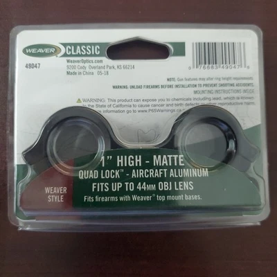 Weaver Classic 1" Quad Lock, alto mate, 49047 NOS Foto 1 de 2