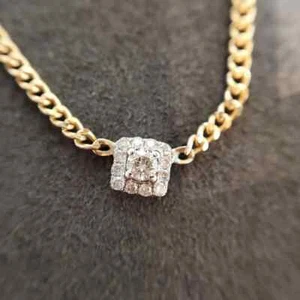 18K Solid Gold Miami Cuban Chain Natural Diamond Pendant Necklace Charm Jewelry - Picture 1 of 9
