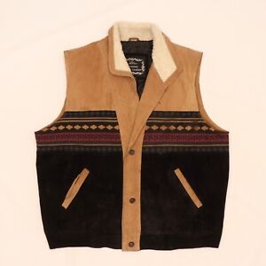 B5814 VTG Casual Outfitters Genuine Suede Leather Southwestern Vest Size 3X