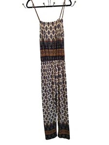 Jumpsuit Colorful Crested Diamond Print BoHo Womans Sz L/XL 0464 - Picture 1 of 6