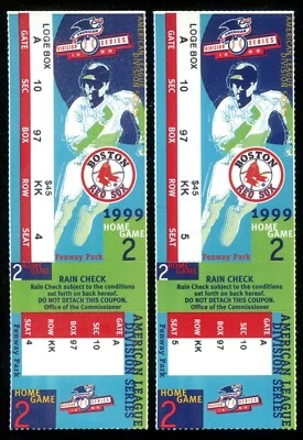 Dos boletos Medias Rojas vs Indios Fenway Park 23-7 1999 10 de octubre ALDS Juego 4 Foto 1 de 3