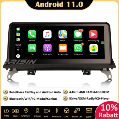 10.25" CarPlay Android 11 Autoradio GPS DAB+ TPMS SWC Navi BMW X5 E70 X6 E71 CIC - Bild 1 von 4