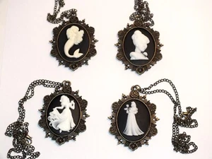 Princess Cameo Necklace Ariel, Cinderella, Snow White, Aurora Necklace - Picture 1 of 29