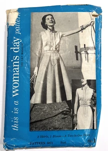 Vintage 1950s Woman's Day Sewing Pattern 5071 Mail Order Dress Skirt SZ 16 CUT - Picture 1 of 2