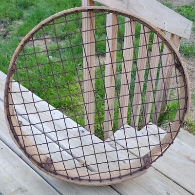 Antique Primitive Farm Wooden Soil Sieve Sifter Cabin Decor Got Age To It 24"  - Image 1 of 4