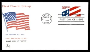 Mayfairstamps US FDC 1990 Flag First Plastic Stamp First Day Cover aas_23111 - Picture 1 of 2