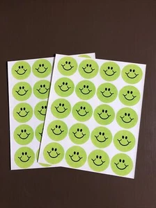 Vintage Eureka Scratch N Sniff green Smiley Face Stickers (2 Sheets) - Picture 1 of 2