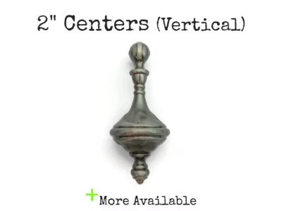 Tirador de cajón vintage 2" centros vertical peltre mango plateado M2 Foto 1 de 4