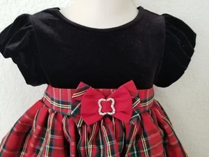 Sophie Rose Brand Girls 12 Mo Stewart Plaid Christmas Dress Black Velvet Bodice - Picture 1 of 8