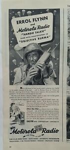 1940s Motorola walkie-talkie radio Errol Flynn military uniform vintage ad