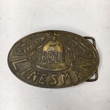 Bell Telephone Telegraph Linesman Vintage Belt Buckle Brass Indiana Metal Craft