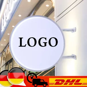 Led Leuchtkasten Rund Doppelseitig 50cm Leuchtreklame Nasenschild Leuchtschild - Bild 1 von 9