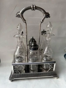 Juego de cruet de placa de plata estilo victoriano antiguo - Imagen 1 de 24
