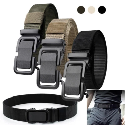 Cinturones tácticos militares para hombre de nailon tejido al aire libre correa de cintura sin agujeros cinturones Foto 1 de 4