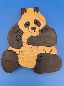 Wooden Panda Scroll Saw 6 Piece Puzzle Panda Bear Excellent Condition 6" - Picture 1 of 11