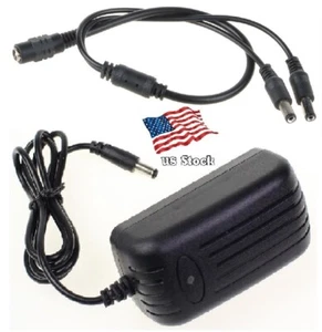 12V 2A AC/DC Adapter for CCTV Cameras / Power Supply with 1-to-2 Splitter - Picture 1 of 8