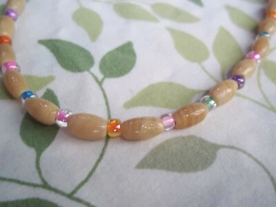 Gargantilla de 15 pulgadas de vidrio bronceado y cuentas de semillas multicolor G-88 Foto 1 de 4