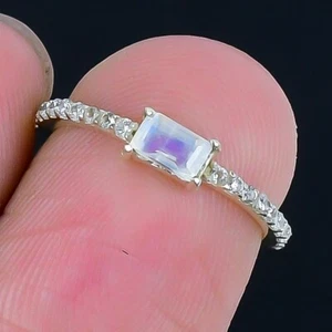 Moonstone Stone 925 Solid Silver June Cluster Handcrafted Mother Ring Jewelry - Picture 1 of 8