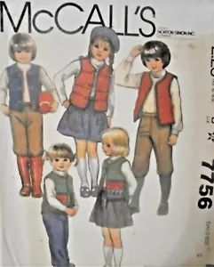 McCall's 7756 Childs Vest/Skirt/Pants Pattern, Size 5, New/Uncut Vintage-1981 - Picture 1 of 3