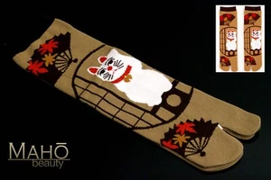 MADE IN JAPAN tabi split toe socks Maneki Neko CAT kimono flip flops 22-25cm - Picture 1 of 5