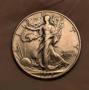 1938-P Silber Walking Liberty Half Dollar 50c vz - Bild 1 von 2