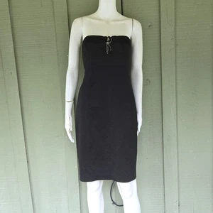 LAUNDRY Shelli Segal Black Satin Strapless Dress 4 - Picture 1 of 5