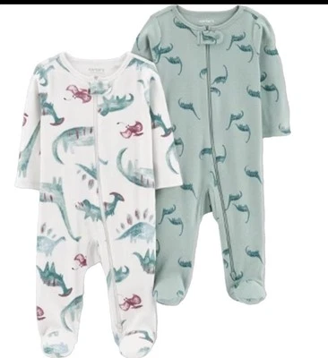 Carter's Just One You - Body Bebé Dinosaurio Paquete de 2 - Cremallera de 3 Meses Nuevo con Etiqueta Foto 1 de 4