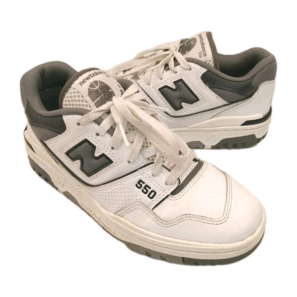 New Balance 550 男式 6.5 D 码白色 Castlerock 灰色运动鞋 BB550WTG — 第 1/4 张图片