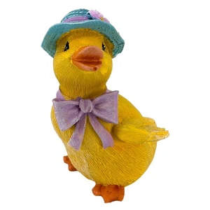 Small Easter Duck with Blue Hat and Purple Scarf Figurine 3 Inch - Picture 1 of 8