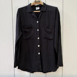 CALIFORNIA THREADS—Camisa LINO Negra—17 y 35—Hari Casuals LA CA—Botones Shell - Imagen 1 de 11